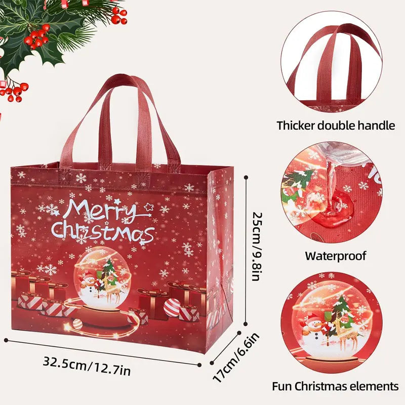 16/8/1Pack Christmas Gift Bags With Handles Multifunctional Non-Woven Large Tote Bags for Gift Wrapping Shopping Party Supplies