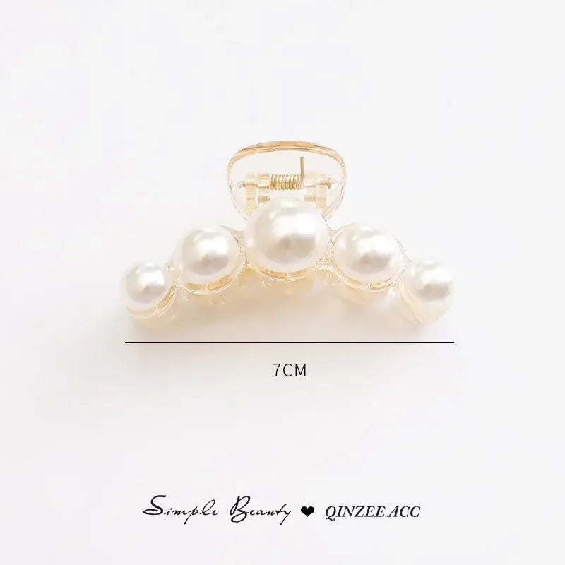 Elegant Hyperbole Big Pearls Acrylic Hair Claw Clips