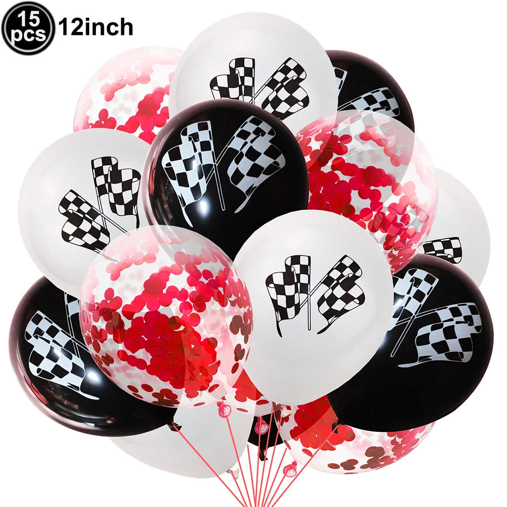 Wheel Racing Car Party Cake Decor Tire Cupcake Topper Mini Checkered Racing Flag Cupcake Toppers Racing Theme Party Supplies