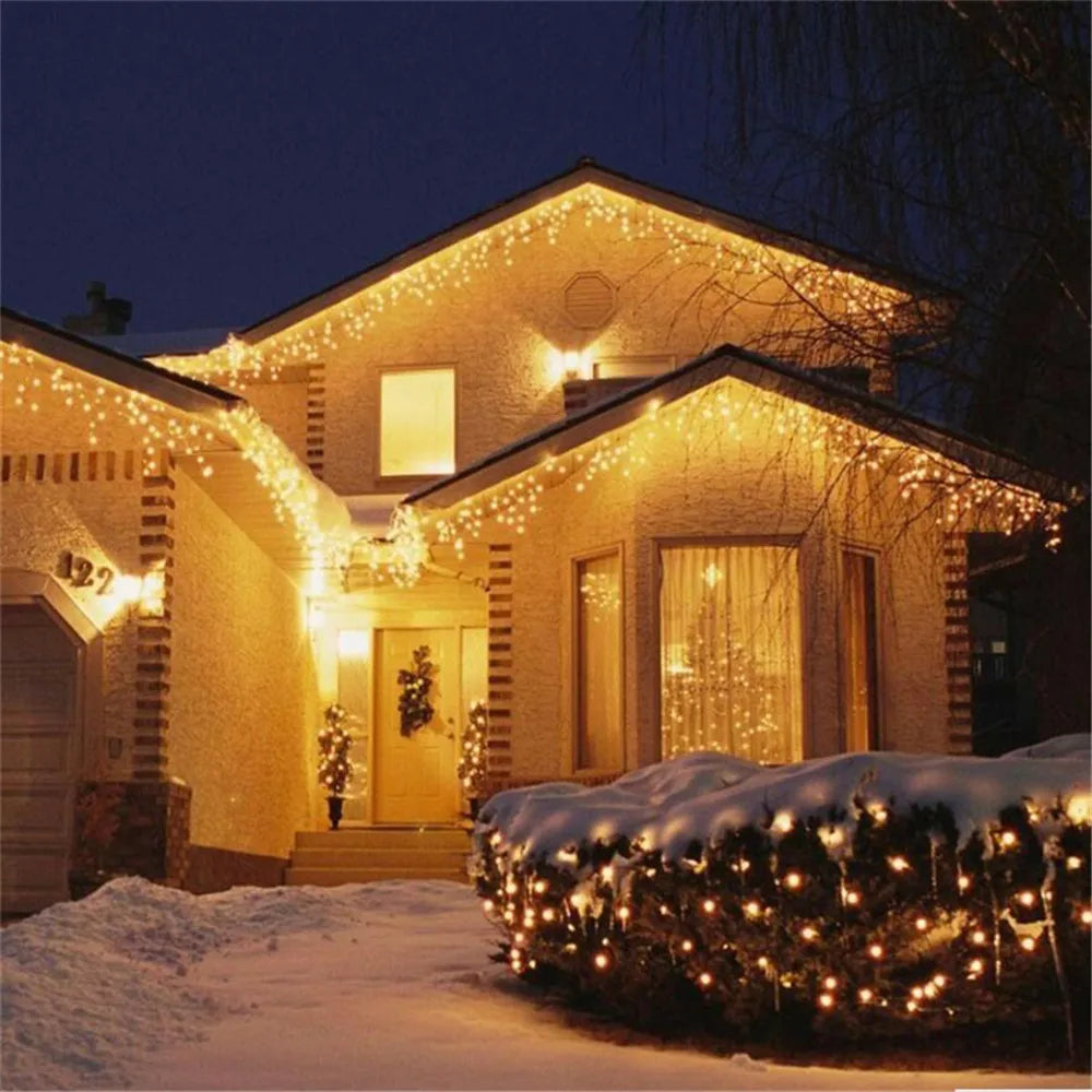 Christmas Lights Curtain String Light Waterfall Outdoor Decoration 5M Droop 0.4-0.6m Fairy Led Lights for Garden Party Holiday