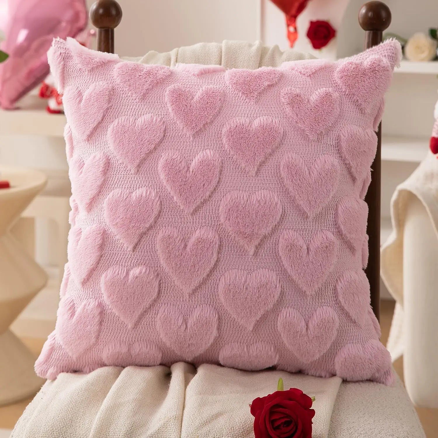 Heart Shaped Cushion 30x40cm Soft Pink Pillow Perfect Gift for Valentines Day Anniversary Adds Sweet Comfort and Back Support