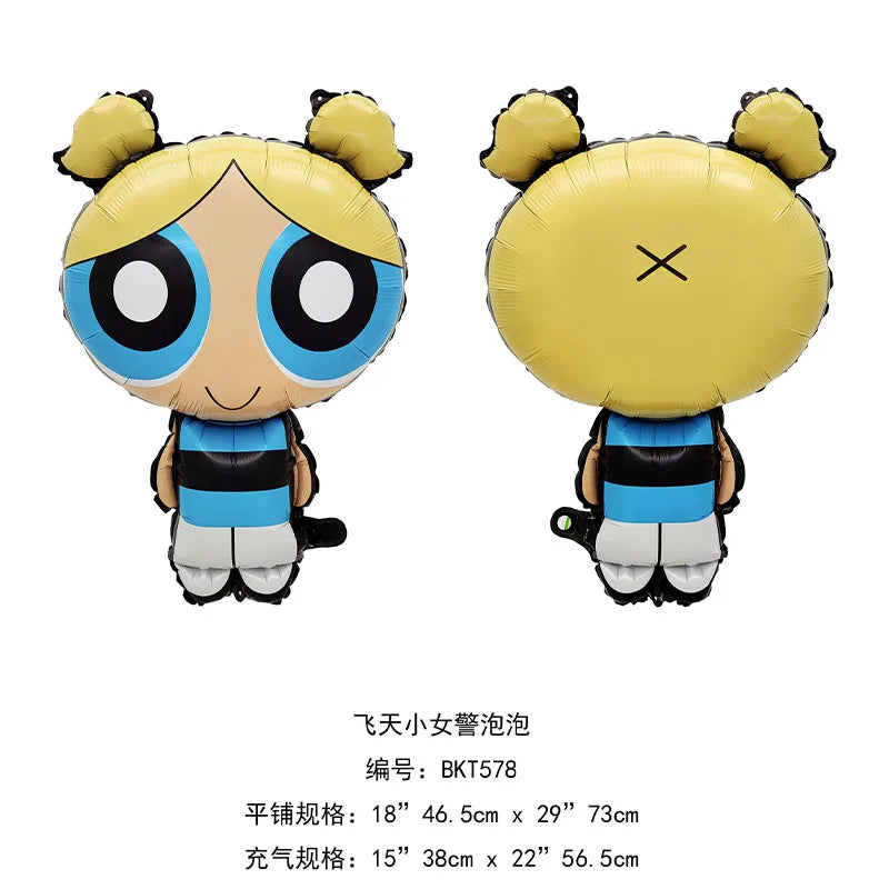 Cartoon Powerpuff Girls 1-9th Birthday Party Balloon Decoration Kit Number Foil Balloon Cake Topper Baby Shower Favors Globos