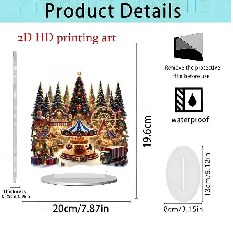 Santa Claus Tabletop Decoration With Base 2D Acrylic Christmas Ornaments 2026 Xmas Navidad Party Supplies