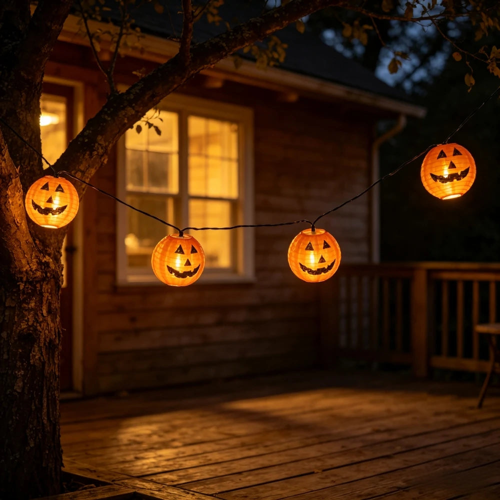 Solar Pumpkin Lantern String Light 10/20LED Halloween Hanging Fairy Lights Orange Pumpkin Garland for Garden Patio Decoration