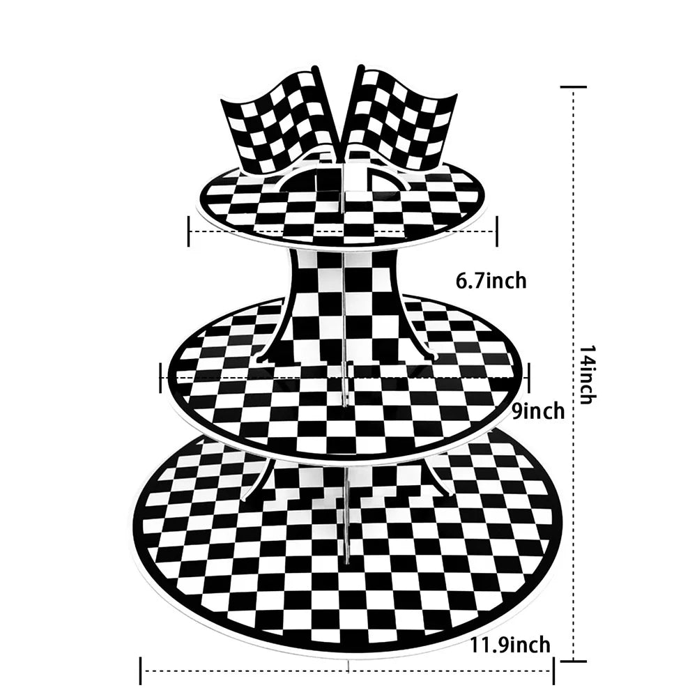 Racing Car Theme Party Decoration Checkered Paper Cups Cake Toppers For Race Theme Party Decor Car Theme Birthday Party Supplies