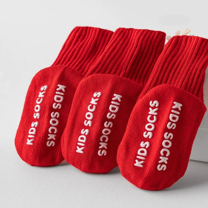 Christmas Baby Socks For Boys Girls Autumn Winter Toddler Anti-slip Floor Socks Children Red Festive Santa Claus Sock 0-3 Years