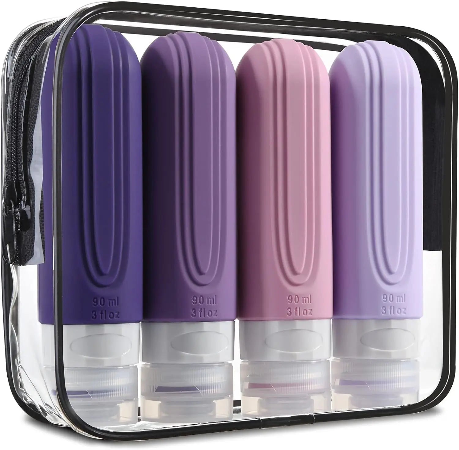 90ml/Set Silicone Travel Cosmetics Bottles Empty Squeeze Containers Leakproof Refillable Bottle For Shampoo Conditioner Lotion