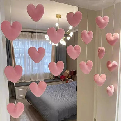 Romantic Heart Shaped Door Hanging Curtain Korean Style String Pendant Partition Door Curtain Bedroom Decoration Accessories