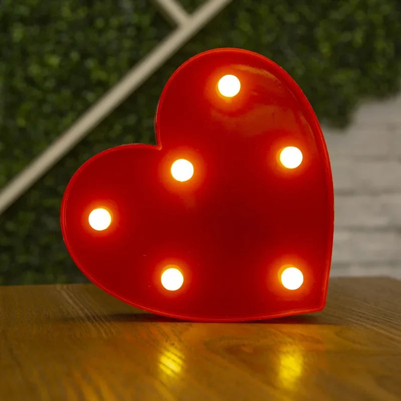 LED Love Heart  Lamp Wedding Party Romantic Red Pink Night Light Ornament Birthday Christmas Home Decoration Valentines Day Gift