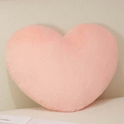 Nordic Style Furry Solid Color Heart-shaped Cushion Key Chain Pink Red Sofa Bed Back Cushion Soft Throw Pillow Bedside Cushion