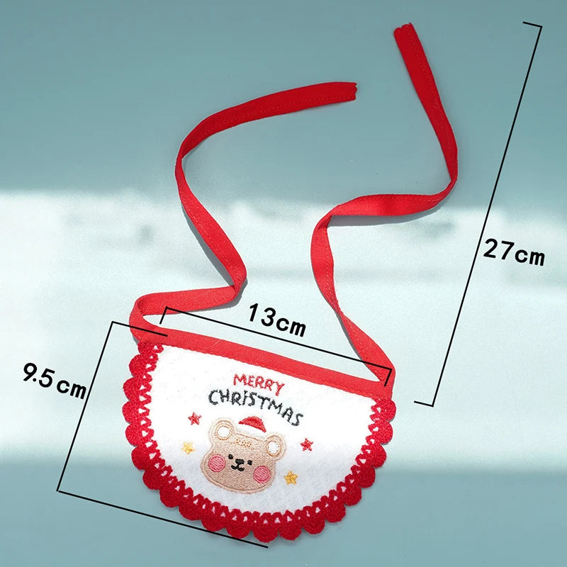 Christmas Pet Bibs Hats Bear Embroidered Felt Xmas Dog Costume Set Christmas Tree Hat for Cats Dogs Christmas Party Pets Supplie