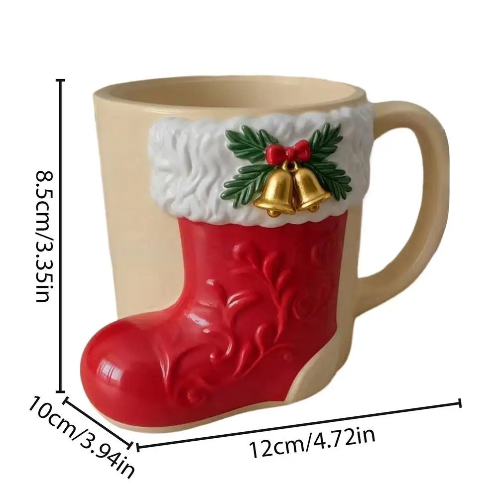 Cute Christmas Element Mugs Resin Christmas Elk Gingerbread Man Stockings Tree Christmas Decorations Holiday Coffee Mugs