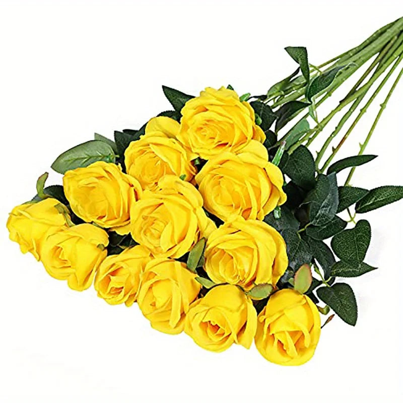 12pcs Realistic Artificial Rose Bouquet for Weddings, Birthdays, and More for Floral Arrangements and Home Decor