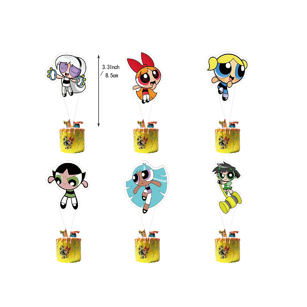Cartoon Powerpuff Girls 1-9th Birthday Party Balloon Decoration Kit Number Foil Balloon Cake Topper Baby Shower Favors Globos