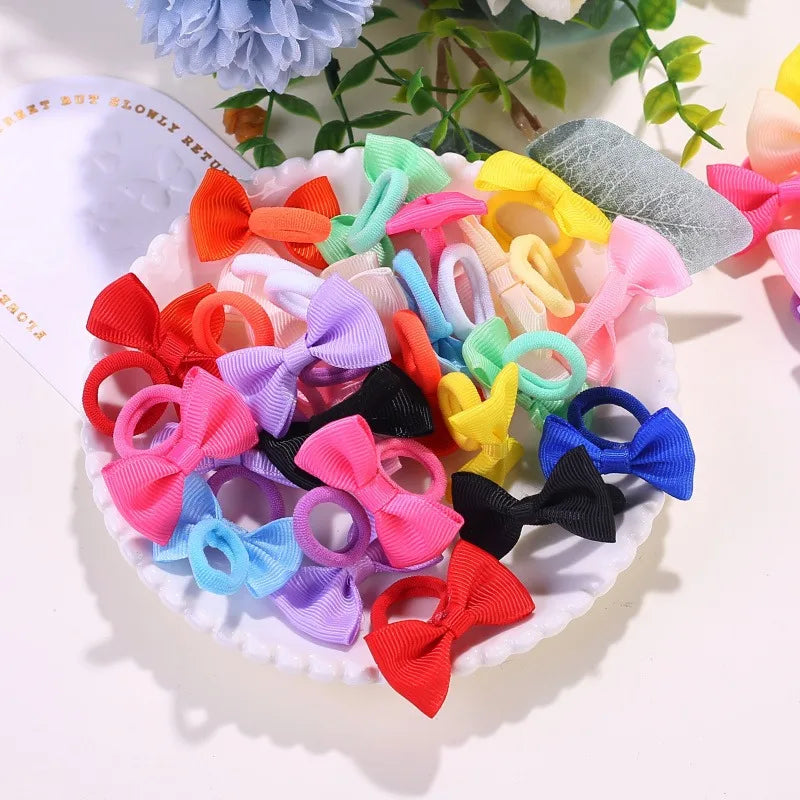 10/20/30/40pcs Cute Bow Elastic Non-slip Hair Ties | Suitable for All Occasions: Festive Photography, Fun Soft Hair Accessories