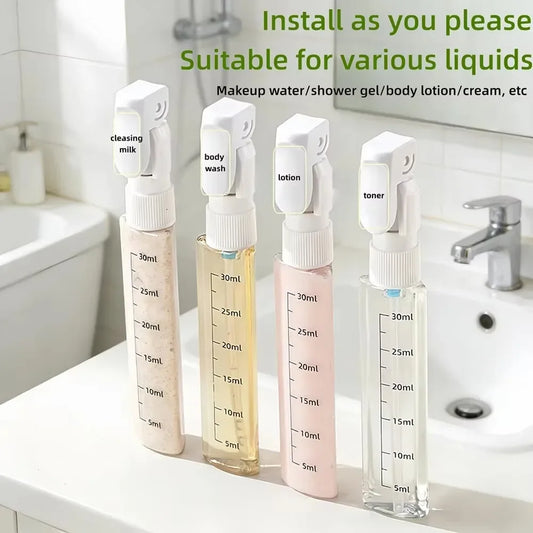 4-in-1 Travel Refillable Bottles, Portable Toiletries and Cosmetics Containers