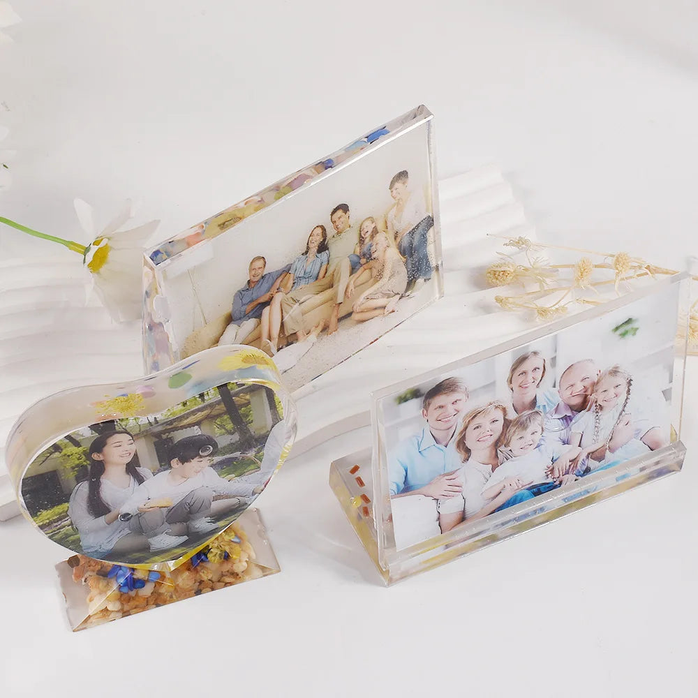 Crystal heart photo frame silicone mold, handmade DIY jewelry heart photo frame epoxy resin mold, mirror decoration tool