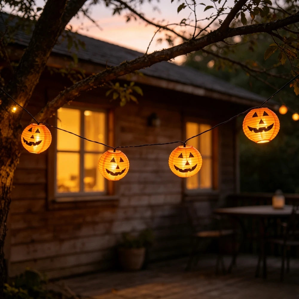 Solar Pumpkin Lantern String Light 10/20LED Halloween Hanging Fairy Lights Orange Pumpkin Garland for Garden Patio Decoration