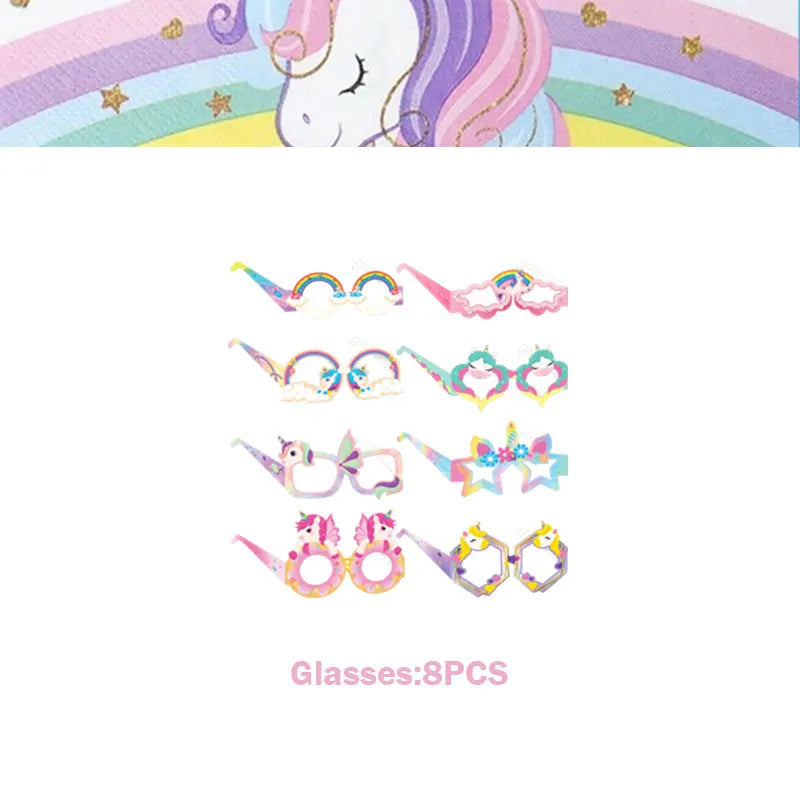 Unicorn Girls Birthday Decoration Party Supplies Unicorn Theme Tableware Set Cup Plate Balloon Banner Gift  for Kids Party Favor