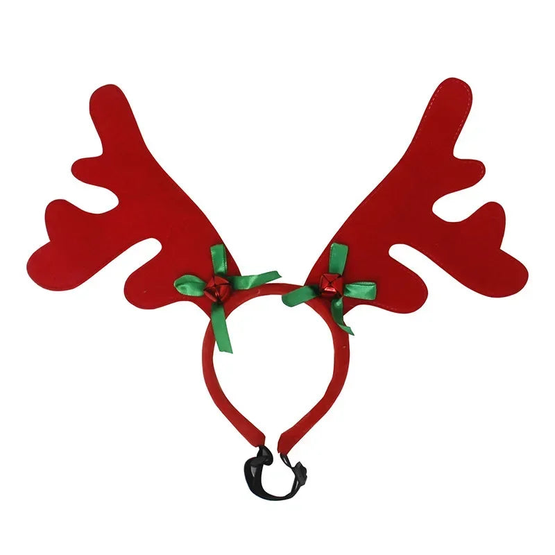 Christmas Decor Pet Headwear Party Cosplay Antlers Headbands Pet Essentials Xmas Hat Hair Hoops Dog Reindeer Hair Accessories