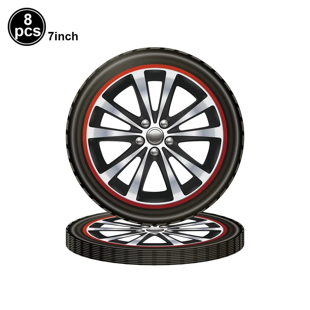 Wheel Racing Car Party Cake Decor Tire Cupcake Topper Mini Checkered Racing Flag Cupcake Toppers Racing Theme Party Supplies