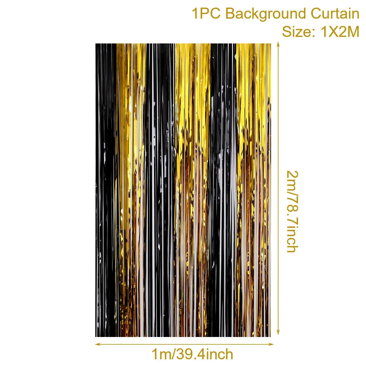 Birthday Party Decorations Backdrop Curtains Glitter Black Gold Tinsel Fringe Foil Curtain Background Wedding Adult Anniversary
