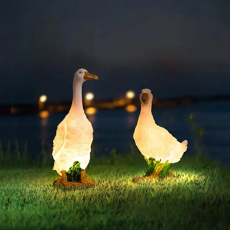 Creative Garden Courtyard Decoration Outdoor Farm Courtyard Lawn Light Flower Jar Decoration Simulation Animal Duck Glowing Duck