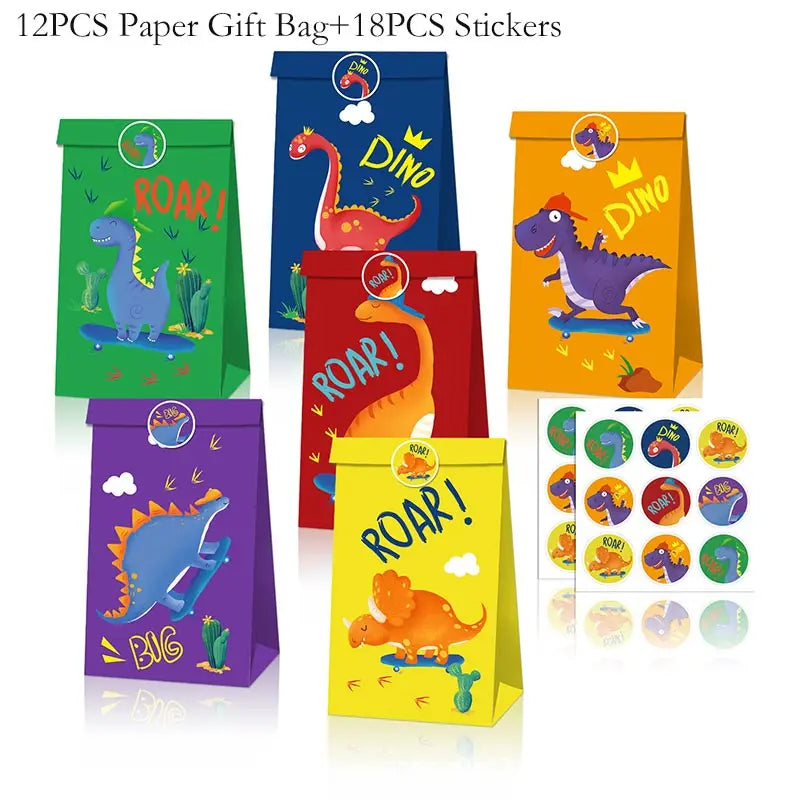 Dinosaur Theme Birthday Decoration Tableware Cup Plate Napkin Backdrop Balloons Banner Paper Bag Kids Gifts Party Decor Supplies