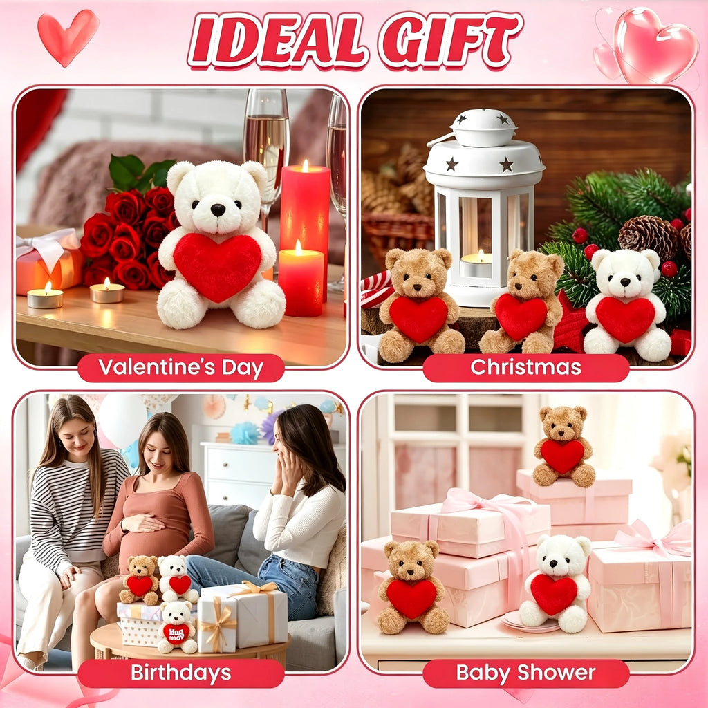 Teddy Bear With Heart Plush White Bear Holding Heart Gifts for Valentine's Day Wedding Giving Romantic Love Toys Gift
