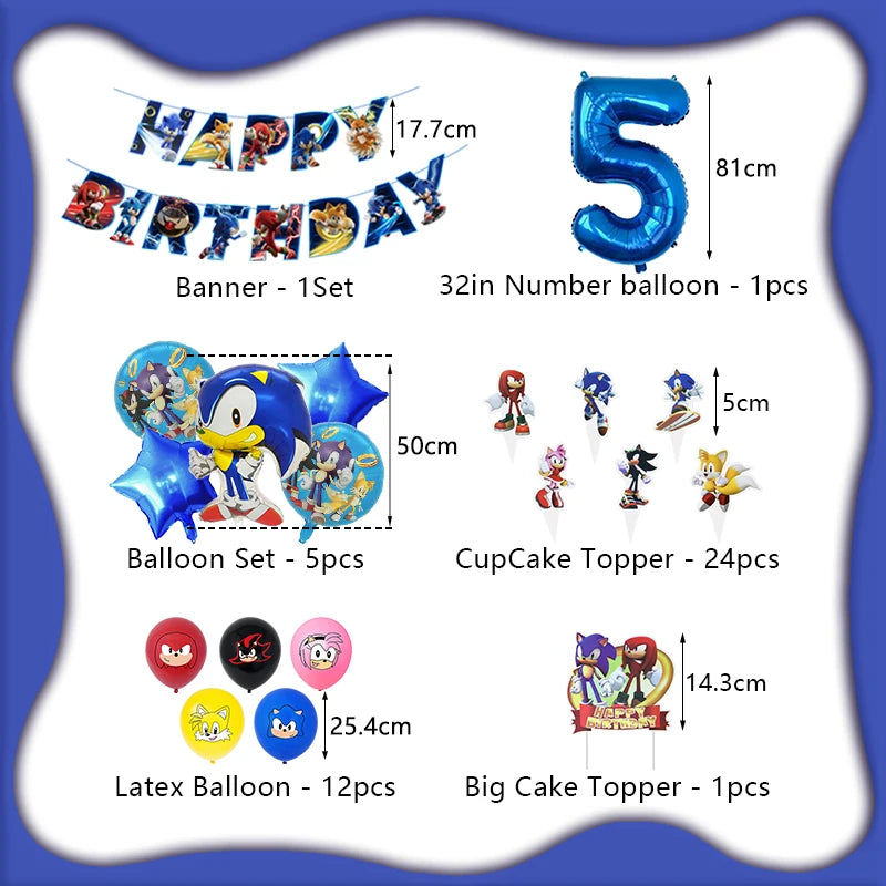 Cartoon Anime Birthday Party Decoration Customizable Birthday Set New Combination Latex Balloon Event Supplies Banner Backdrop