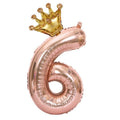32Inch Rose Gold Crown Number Foil Balloons - Princess Birthday Party Decorations for Wedding Xmas Anniversary Celebration (