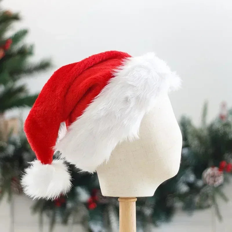 Christmas Santa Hat For Adults And Kids Xmas Holiday Hats Unisex Velvet Red Classic Fur Comfort New Year Festive Party Supplies