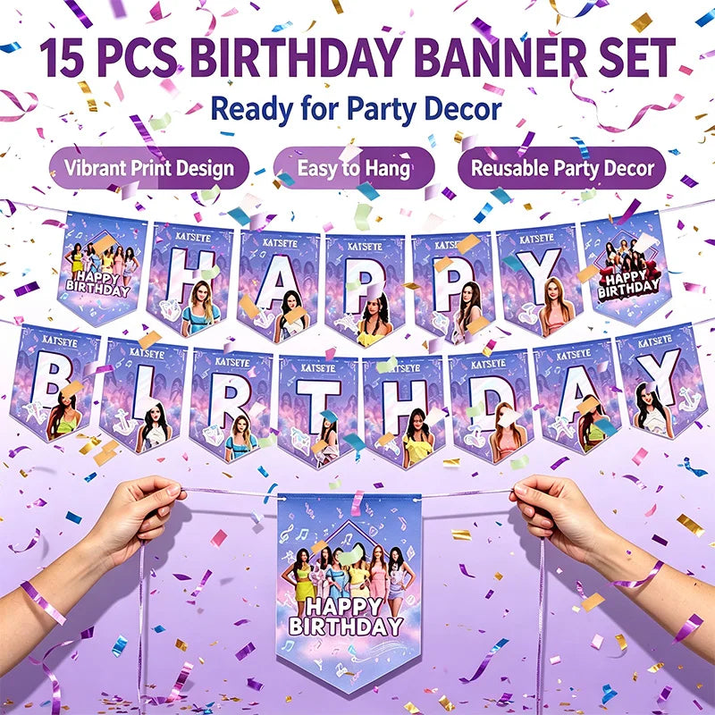 Hot KPOP K&Katseye Themed Decoration Kit Birthday Christmas Halloween Combo Perfect for Indoor Living Rooms Outdoor Backyards