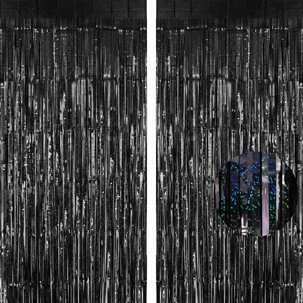 2Pcs Party Backdrop Curtains Metallic Foil Tinsel Curtain Glitter Foil Fringe Curtain Birthday Wedding Party Decoration Supplies
