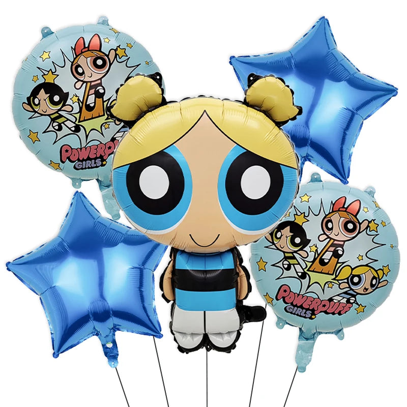 Cartoon Powerpuff Girls 1-9th Birthday Party Balloon Decoration Kit Number Foil Balloon Cake Topper Baby Shower Favors Globos