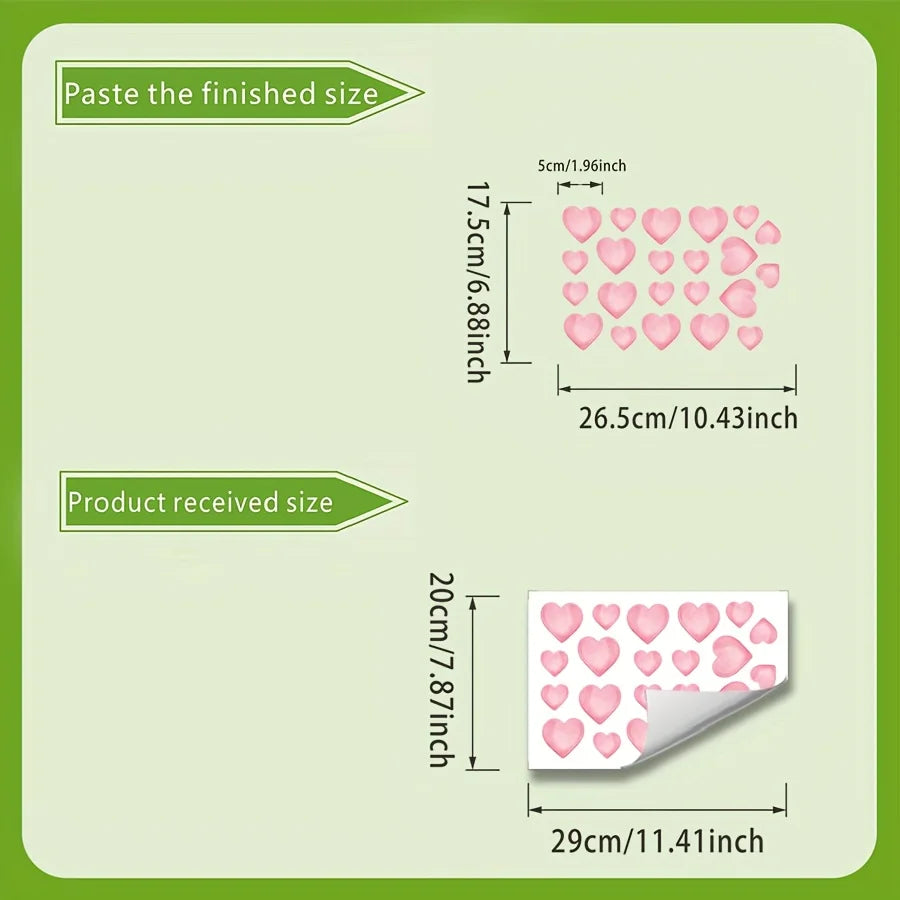 Pink Love Luminous Wall Stickers Glow in The Dark Love Heart DIY Wall Decals for Baby Room Nursery Home Romantic Decoration