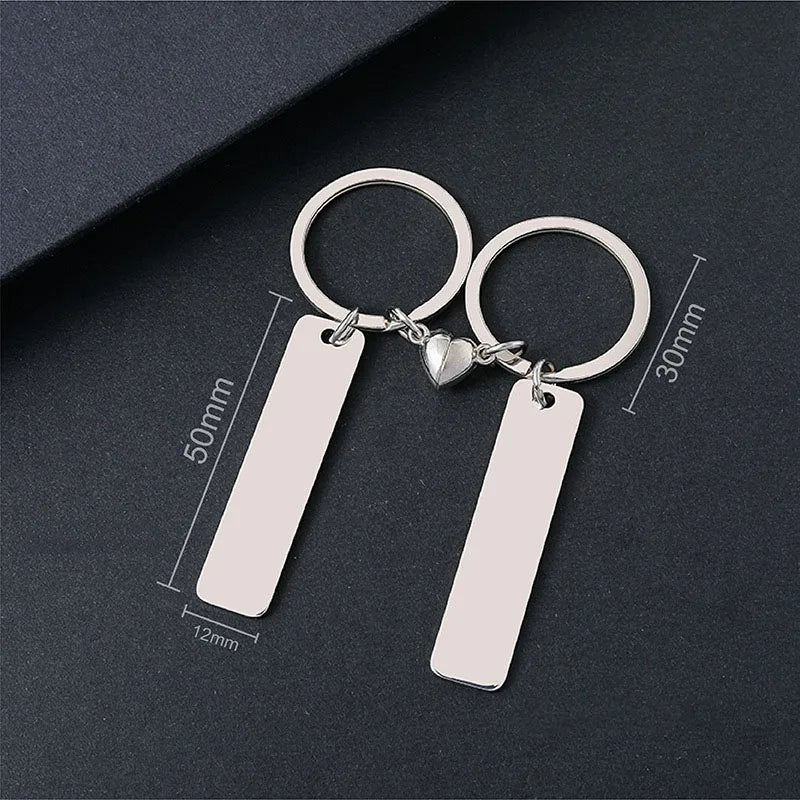 Stainless Steel Puzzle Keychain Blank For Engrave Metal Broken Keart Key Chain Couple Keychains Mirror polished 10pair
