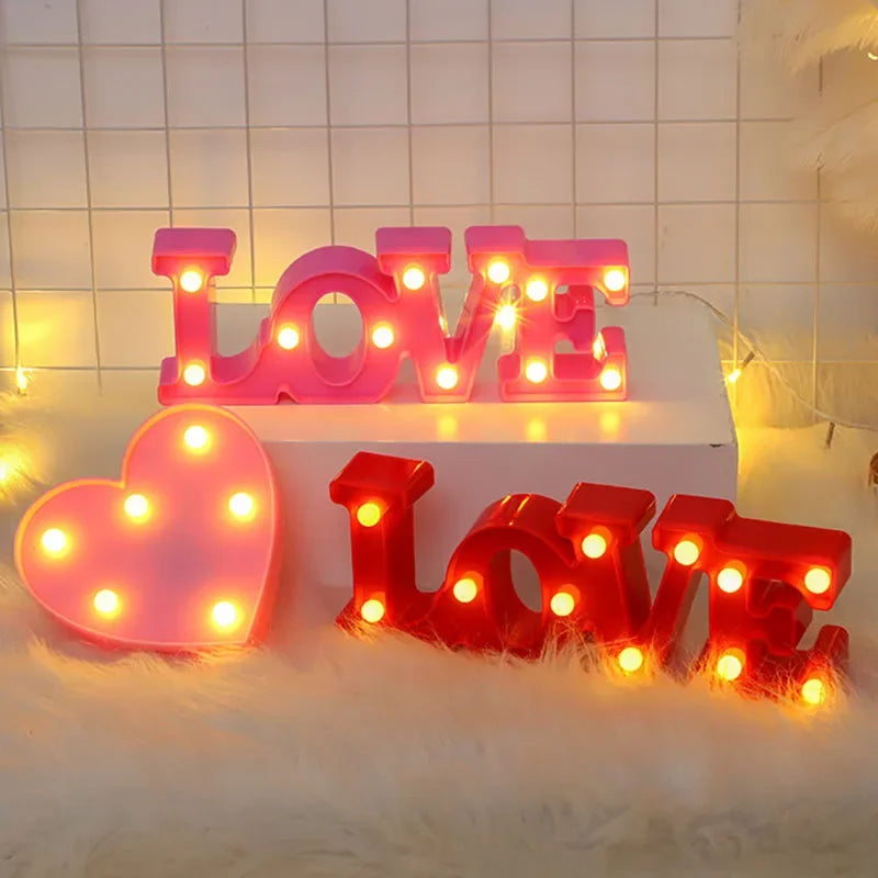 LED Love Heart  Lamp Wedding Party Romantic Red Pink Night Light Ornament Birthday Christmas Home Decoration Valentines Day Gift
