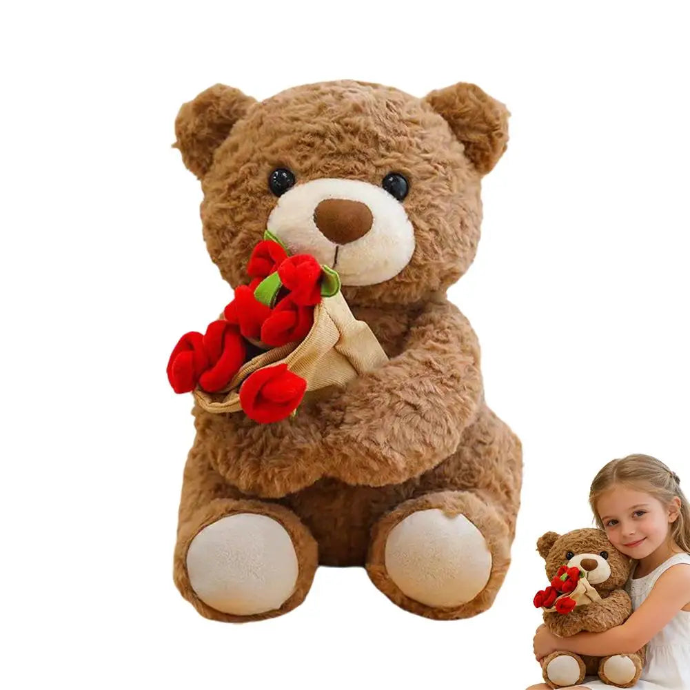 New Hot Sale Teddy Bear with Roses Plush Toy Soft Bear Stuffed Doll Romantic Gift for Lover Home Decor Girls Birthday Gift