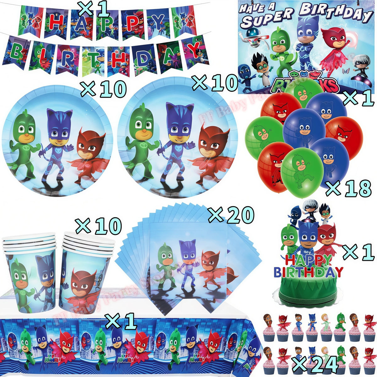 Super Hero PJed Mask Birthday Party Decoration Kids Boys Party Favors Plate Cup Balloon Banner Baby Shower Event Supplies Gifts
