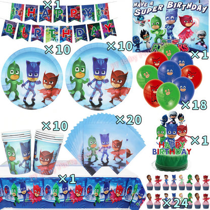 Super Hero PJed Mask Birthday Party Decoration Kids Boys Party Favors Plate Cup Balloon Banner Baby Shower Event Supplies Gifts
