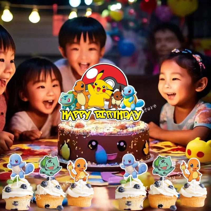 Topper Pokemon Cake Birthday Pokemon Decoration Cake Topper Pikachu Cupcake Topper Baby Shower Baking DIY Supplies Party Favors