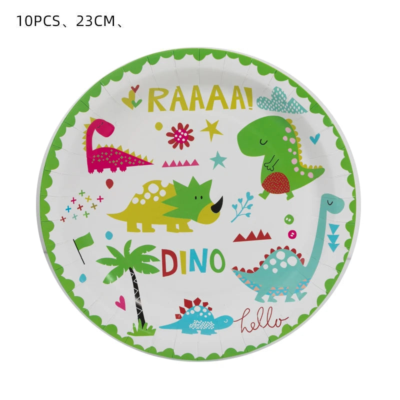 Dinosaur Theme Birthday Decoration Tableware Cup Plate Napkin Backdrop Balloons Banner Paper Bag Kids Gifts Party Decor Supplies