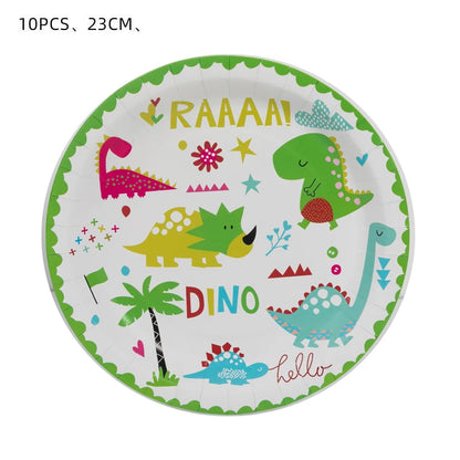 Dinosaur Theme Birthday Decoration Tableware Cup Plate Napkin Backdrop Balloons Banner Paper Bag Kids Gifts Party Decor Supplies