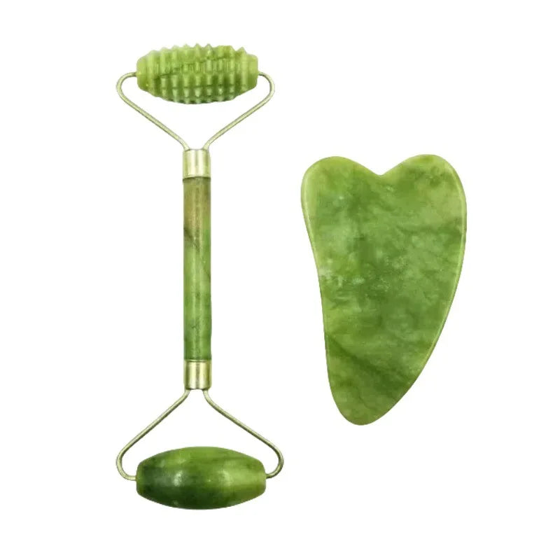 Natural jade roller massager, scraping board,foot massage roller,facial lifting and anti-wrinkle double-head scraping