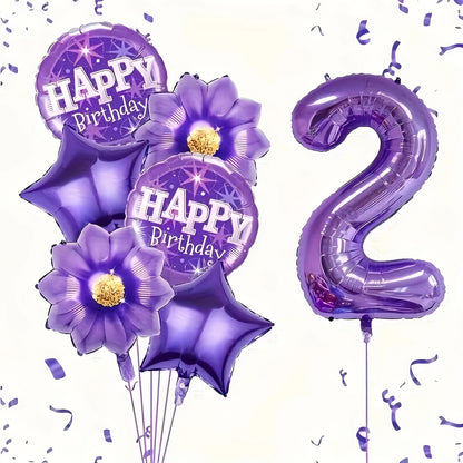 7PCS purple foil balloons featuring numbers perfect for birthday wedding and Christmas celebrations including numbers 0-9
