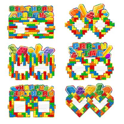 Kids Building Blocks Birthday Party Decoration Colorful Building Block Theme Party Supplies Kit Plates Cups Napkins Straw Ballon