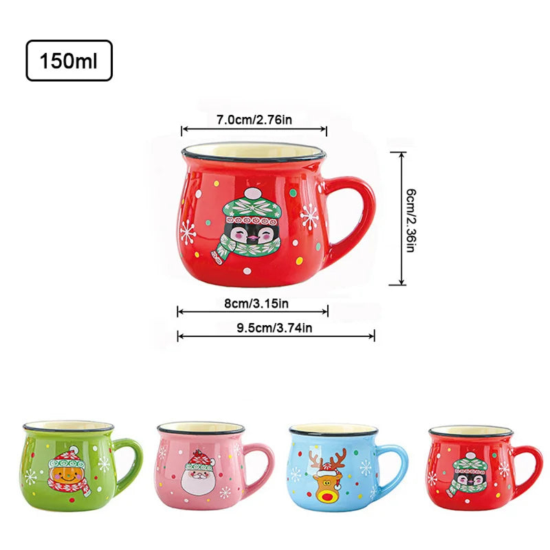 Christmas Mug Ceramic Cartoon Santa Mousse Cup Coffee Cup For Office Home Baking Dessert Breakfast Milk Mug For Kids Xmas Gift