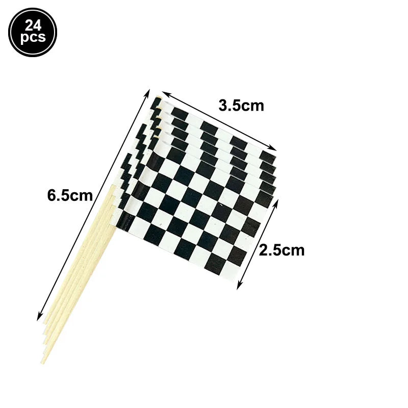 Racing Car Theme Party Decoration Checkered Paper Cups Cake Toppers For Race Theme Party Decor Car Theme Birthday Party Supplies
