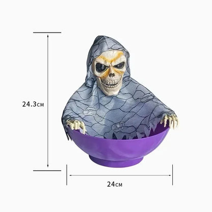 Skeleton Hand Candy Bowl with Light Up Red Eyes Spooky Sound Effects